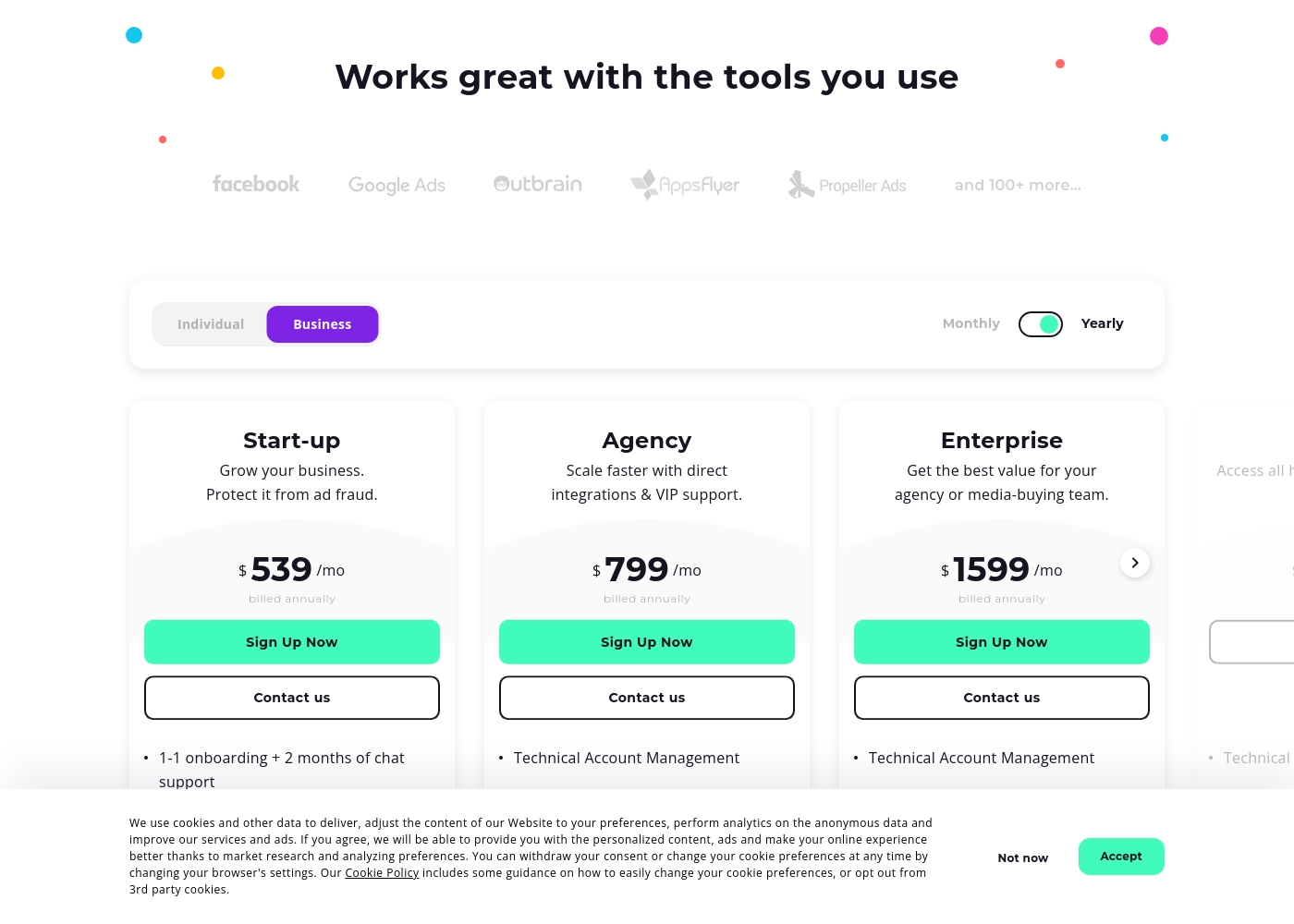 Voluum pricing screenshot