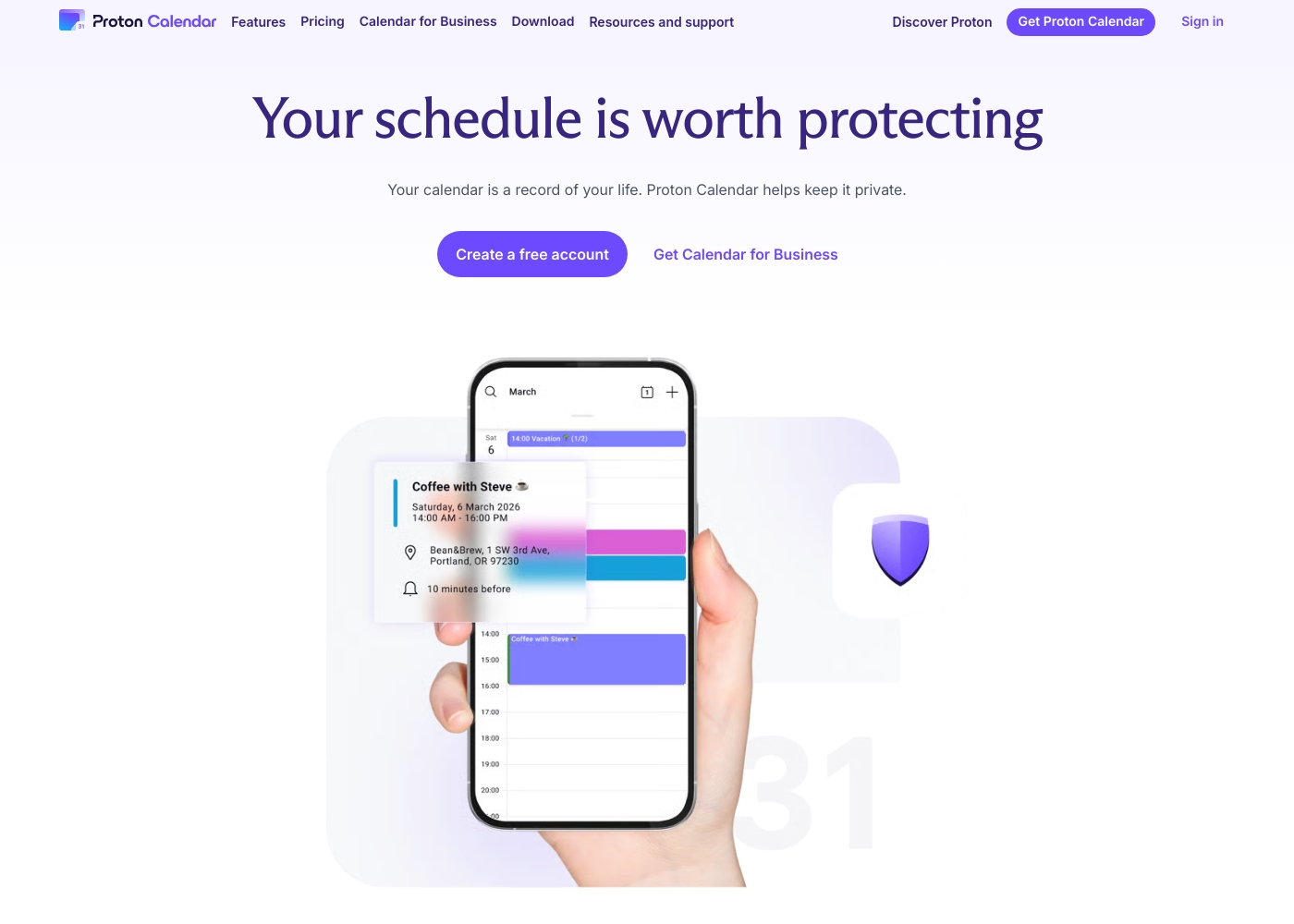 Proton Calendar Testbericht, Preise, Funktionen mit Pros & Cons