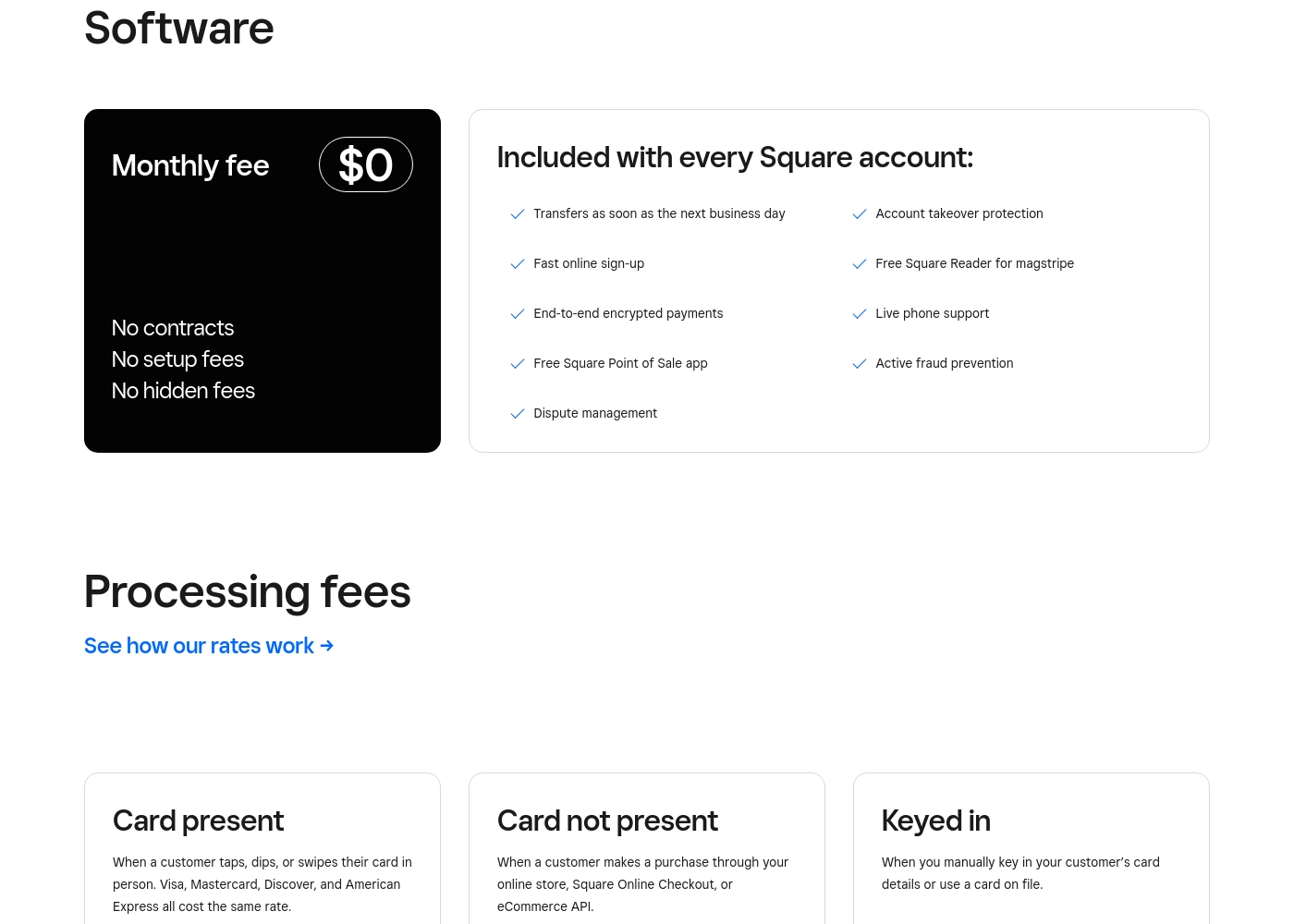 Square POS pricing screenshot