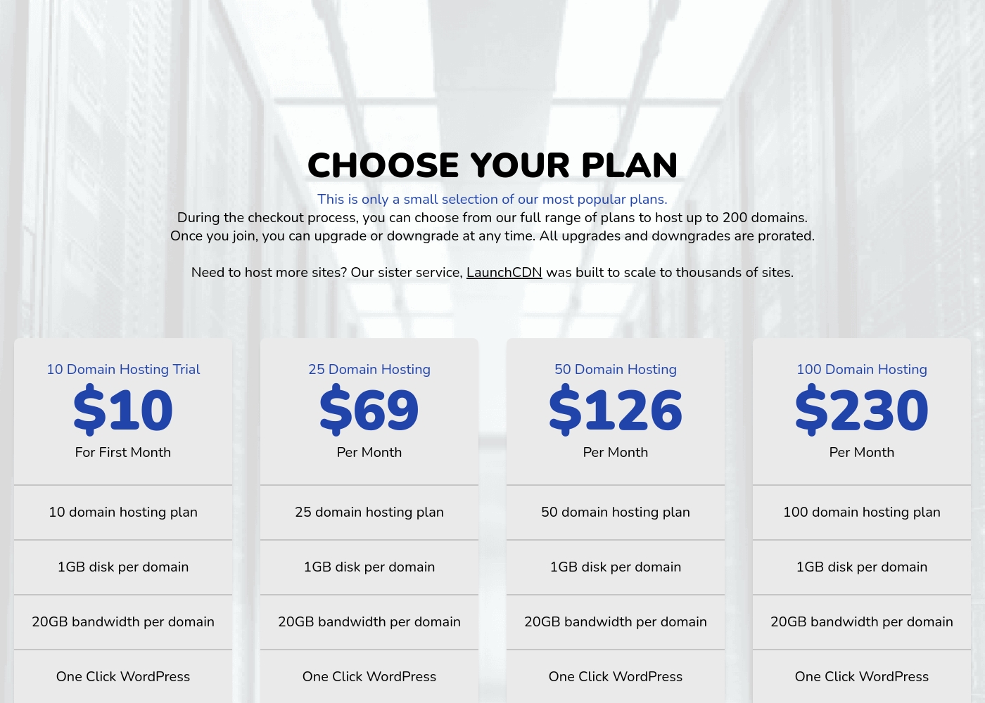 Bulk Buy Hosting pricing screenshot