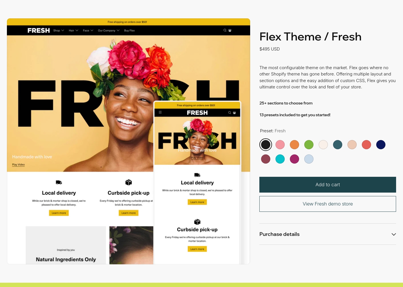 Flex Theme pricing screenshot